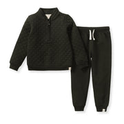 Quilted Organic Cotton Top & Pants Set - Shadow